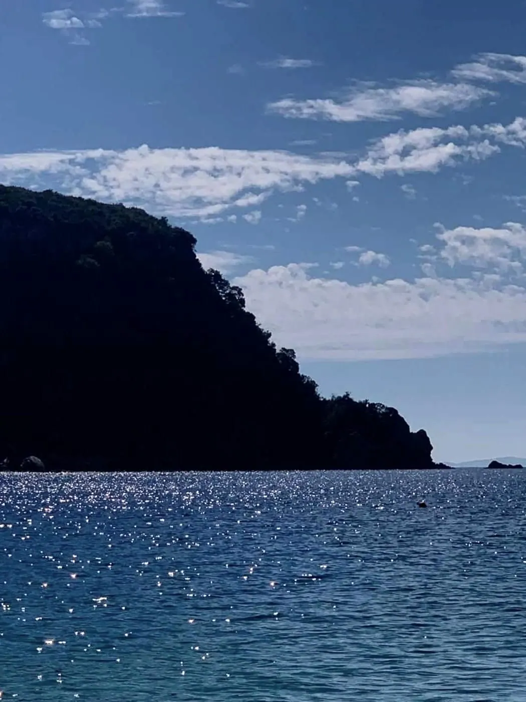 The wooded headland and open Ionian sea south of Potami